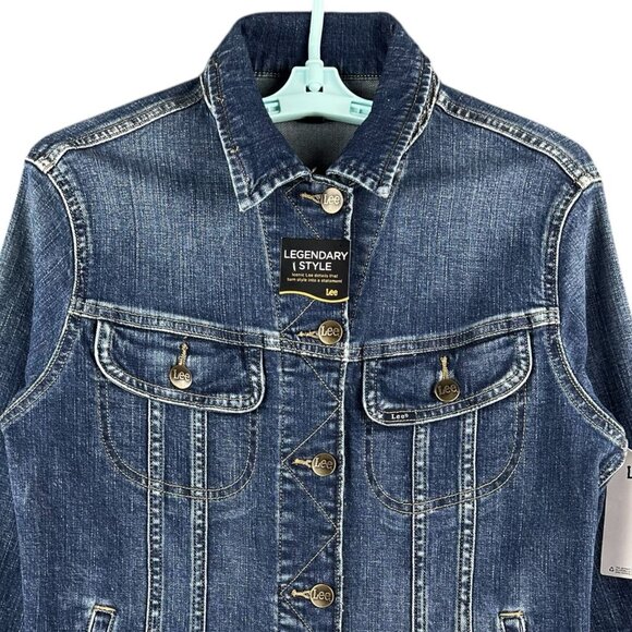 NWT Lee Women's Legendary Style Stretch Blue Denim Jacket Size Small Regular Fit - Picture 3 of 13